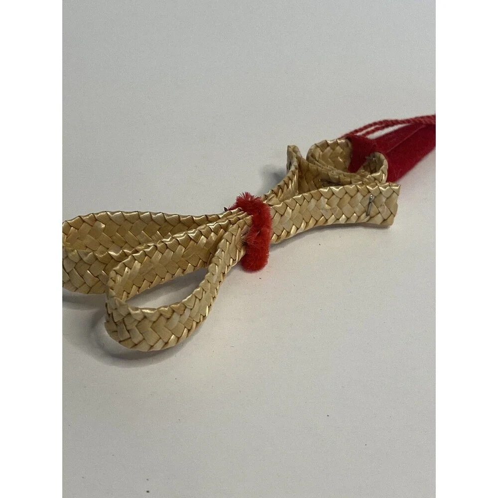 DENMARK Vintage Christmas Ornament Straw Wicker Braided Angel Santa Holiday Tree